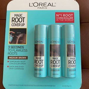 L'Oreal Root Cover Up spray, medium brown, 3-pack + bonus cans